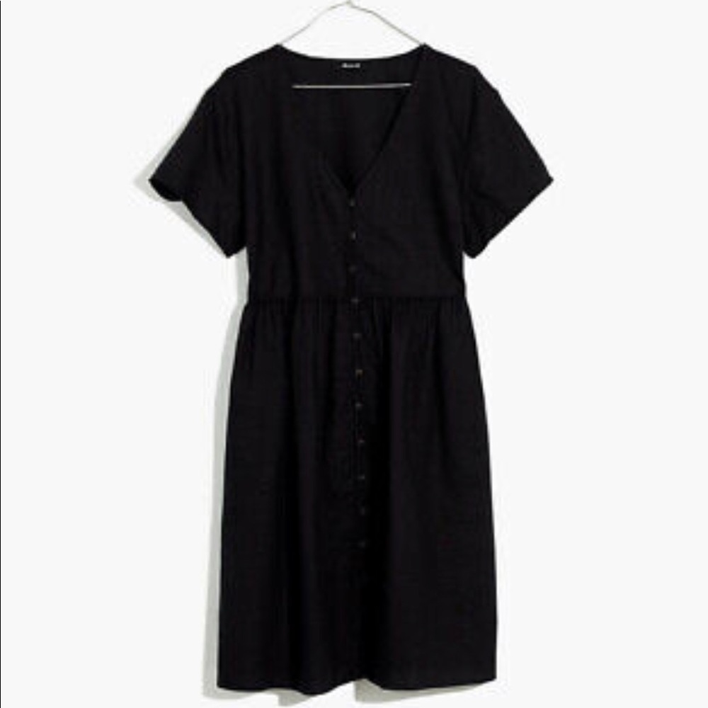Button front linen dress